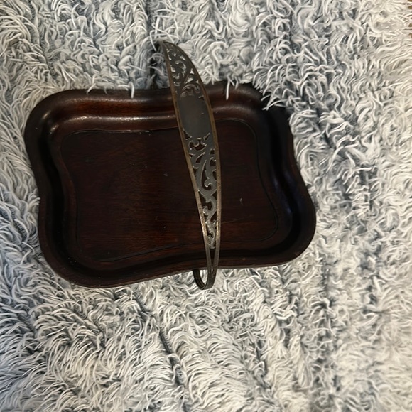 Vintage Brown Wooden Tray with Handle - Picture 3 of 6